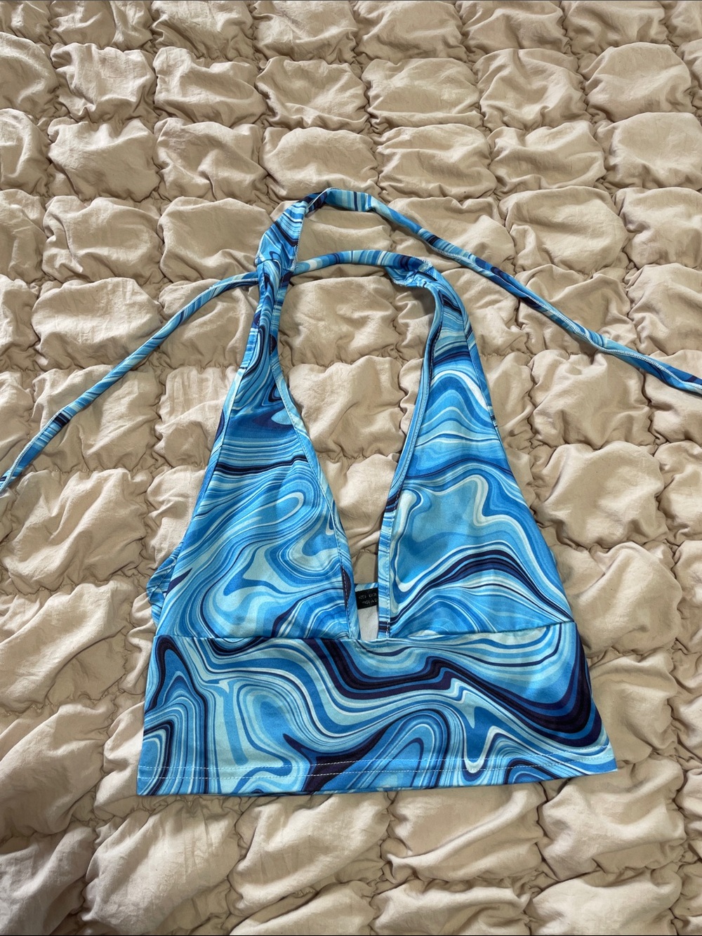 SHEIN Blue Marble Halter Camisole